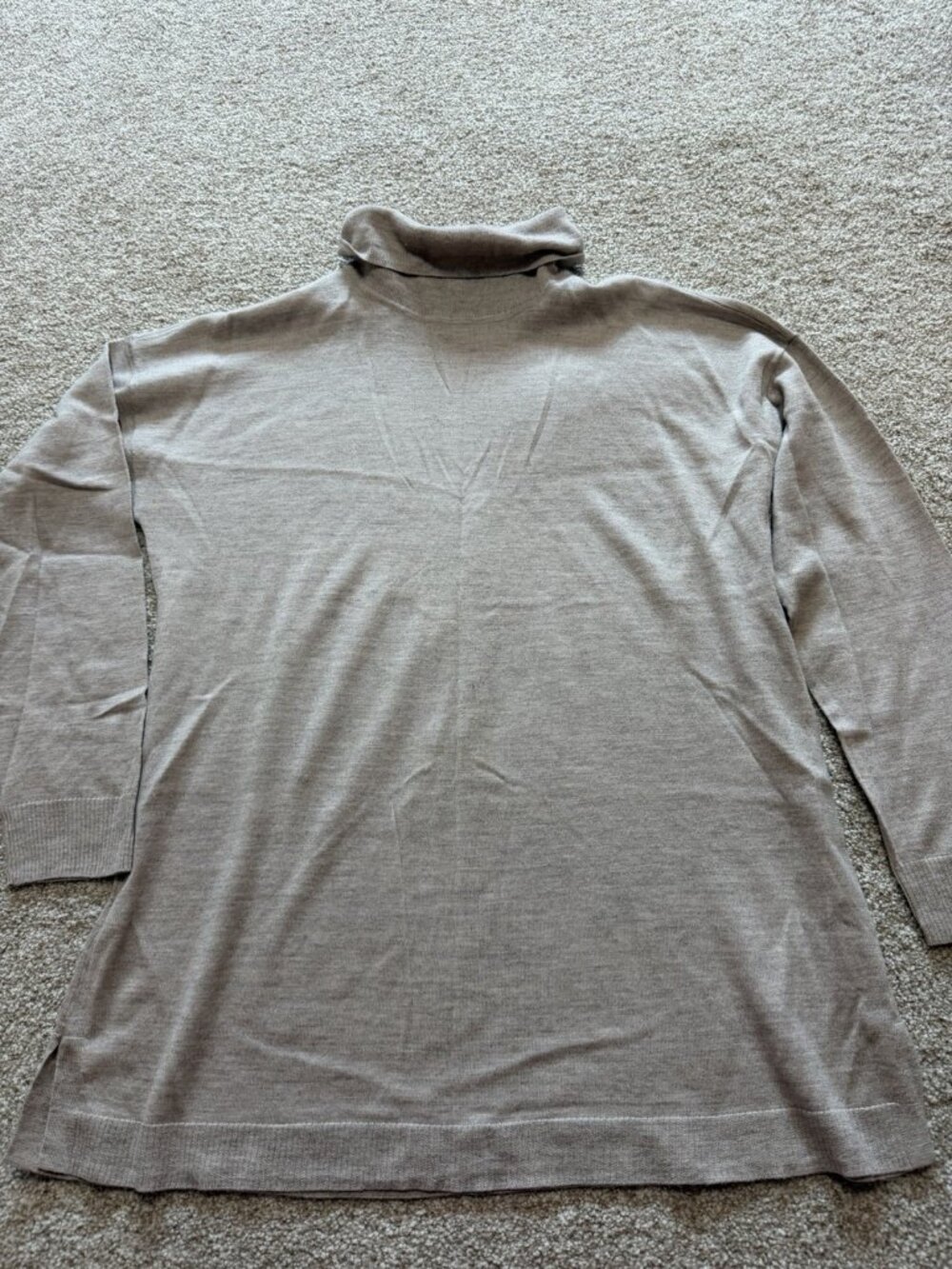 Talbots 100% Pure Merino Wool Turtleneck Sweater Heather Taupe Women’s XL